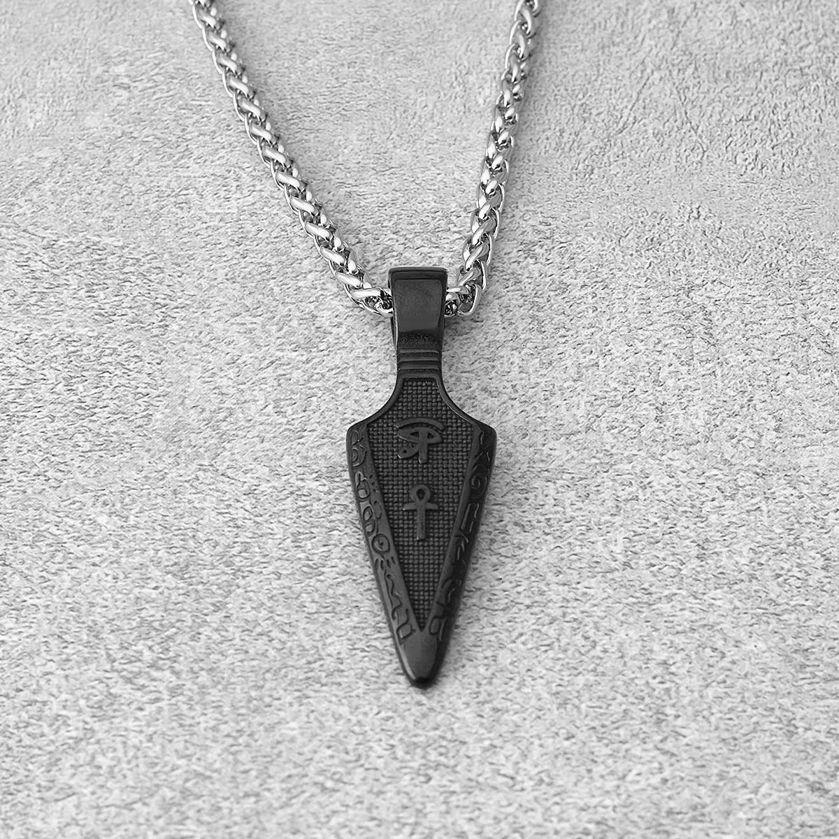 Viking Rune Spear Pendant Necklace Men's Punk Hip Hop Stainless Steel Gold Black Color Eye of Horus Amulet Necklace