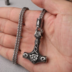 Multi Style Beaded Viking Thor's Hammer Pendant Necklace Stainless Steel Necklace Men Biker Mjolnir Amulet Jewelry