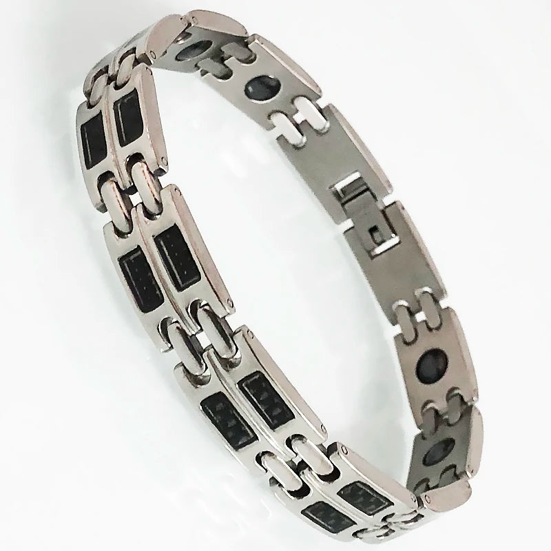 10MM Wide Chain Men's Bracelets Stainless Steel With Magnetic Hematite Stone Bracelet for Men Male Jewelry Healthy Care