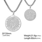 Dawapara Archangel Gabriel Pendant Necklace Double Side Carved Spiritual Protection Amulet Stainless Steel Jewelry