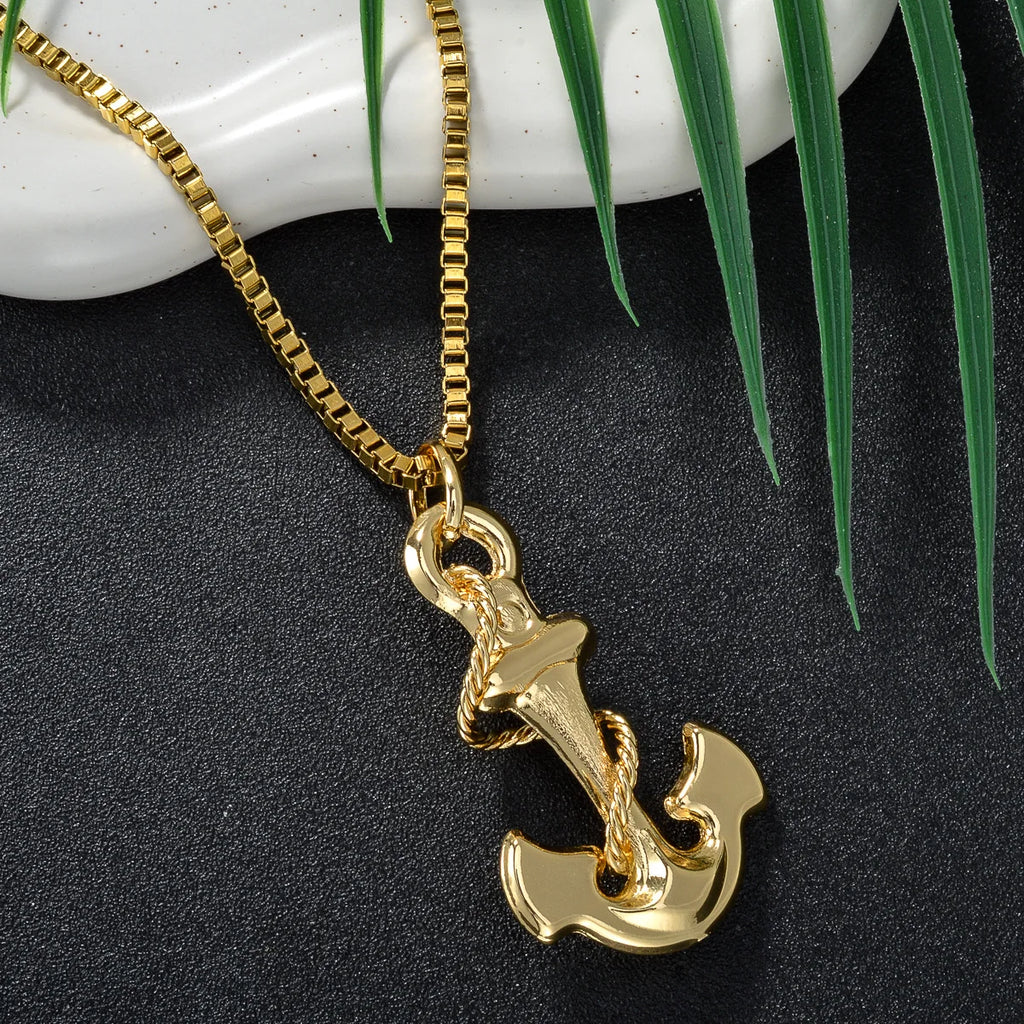 Luxury Men's Women's Pirate Ship Anchor Pendant Necklace