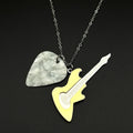 Rock Roll Electric Guitar Pick Necklace For Men Women Stainless Steel Music Lover Gift Hiphop Band Chain Rapper Jewelry