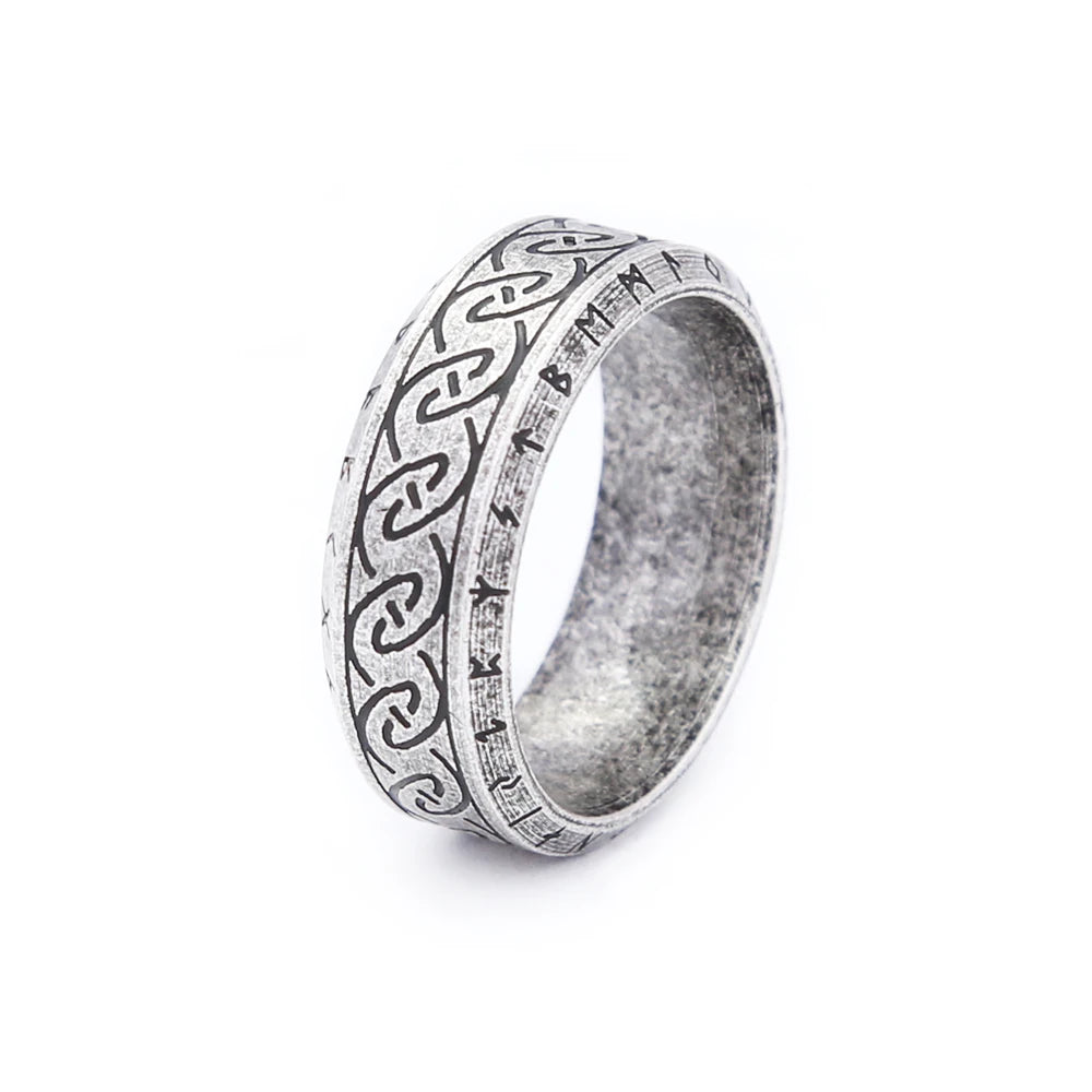 Odin Steel Ring Viking Futhark Runes 316L Norse