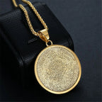 Iced Out Lion Head Round Pendant — Two-Tone