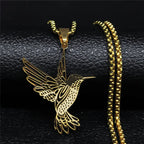 Hummingbird Gold Pendant Necklace — Stainless Steel