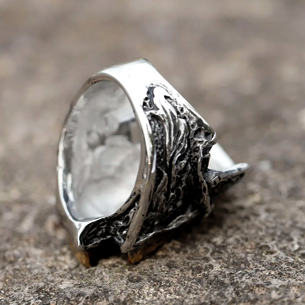 2022 New Stainless Steel Lightning Skull Ring For Men Punk Rock Gothic Punk Metal Rock Biker Jewelry Accessories