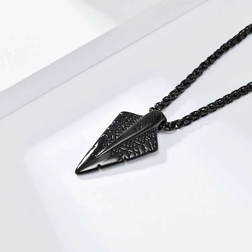 Nordic mythology Viking rune titanium steel necklace niche personality trendy men's cultural symbol pendant