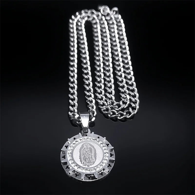 Holy Mary Steel Pendant Virgin Medal Our Lady