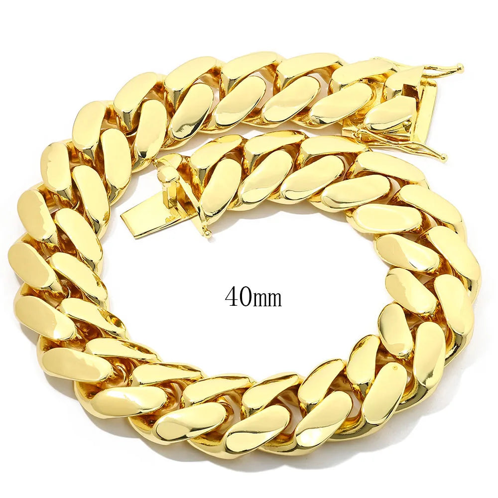 Gold Cuban Chain Necklace 30/40MM Smooth Statement