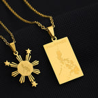 Philippines Flag Map Pendant Necklace — Stainless Steel