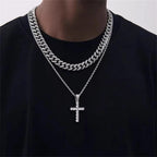 Iced Cross 925 Silver Pendant Necklace