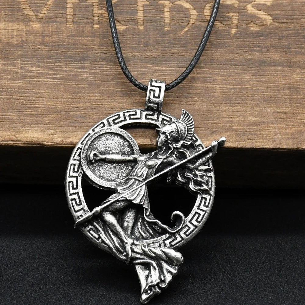1pcs Warrior Goddess Minerva Necklace Greek Mythology Men's Necklace Roman Jewelry Men's Pendant Jewelry