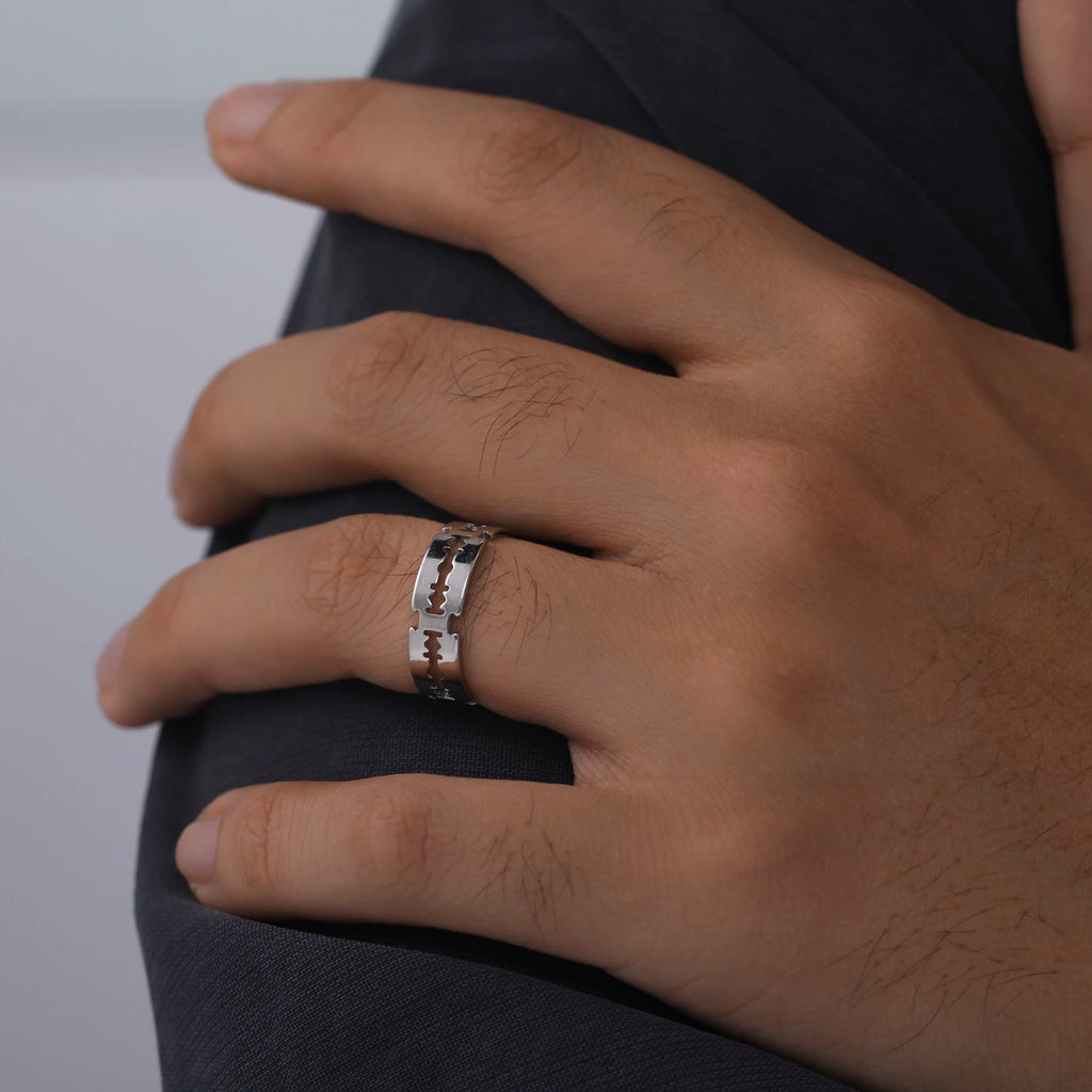 My Shape Punk Razor Blade Ring for Men Women Silver Color Stainless Steel Finger Rings Fashion Hippop Party Jewelry