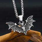 Gothic Bat Steel Pendant Necklace Punk Biker Animal