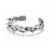 Vintage Gothic Thorn Open Cuff Bracelet For Men Women Stainless Steel Twisted Bangles Punk Rock Wrist Jewelry Fashion