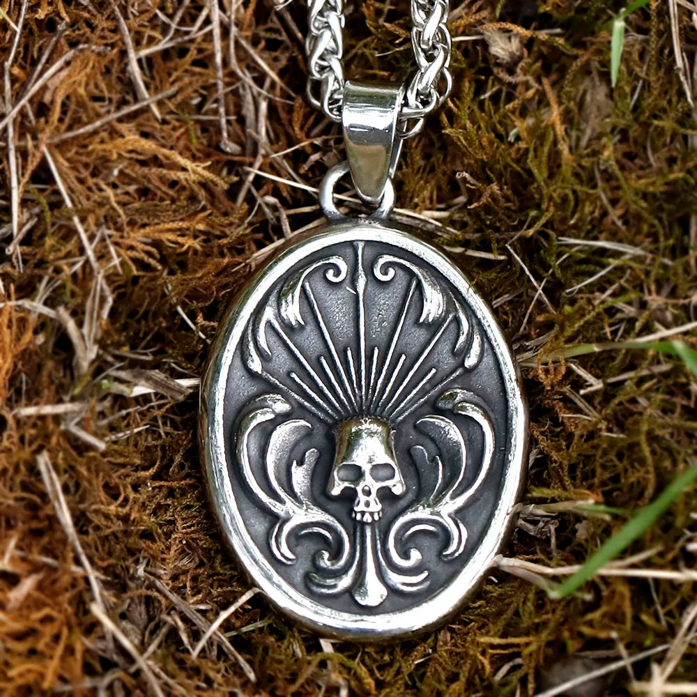 Death Shield Skull Pendant Necklace — Stainless