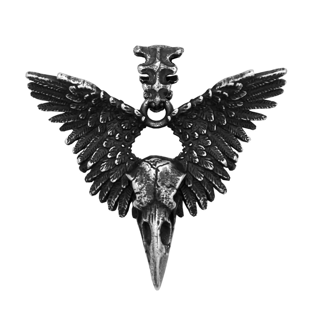 Crow Skull Pendant Necklace — Stainless Steel