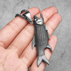 Vintage Fish Trout Men Necklaces with Pendant Stainless Steel Punk Jewelry Cool for Angler Gift Daily Wear Hip Hop Accessories