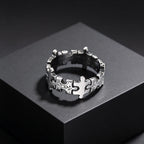 Hammered Jigsaw Puzzle Ring for Men — Stainless Steel
