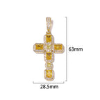 Cross Pendant Necklace Iced Out Yellow CZ