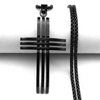 Big Jesus Cross Biker Necklace Box Chain — Stainless Steel