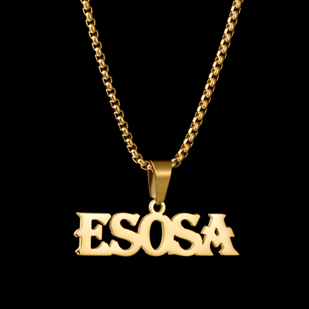 Atoztide 50cm Personalized Custom Names Pendant Necklace Stainless Steel Gold Color Cuban Thick Chain for Men Women Jewelry Gift