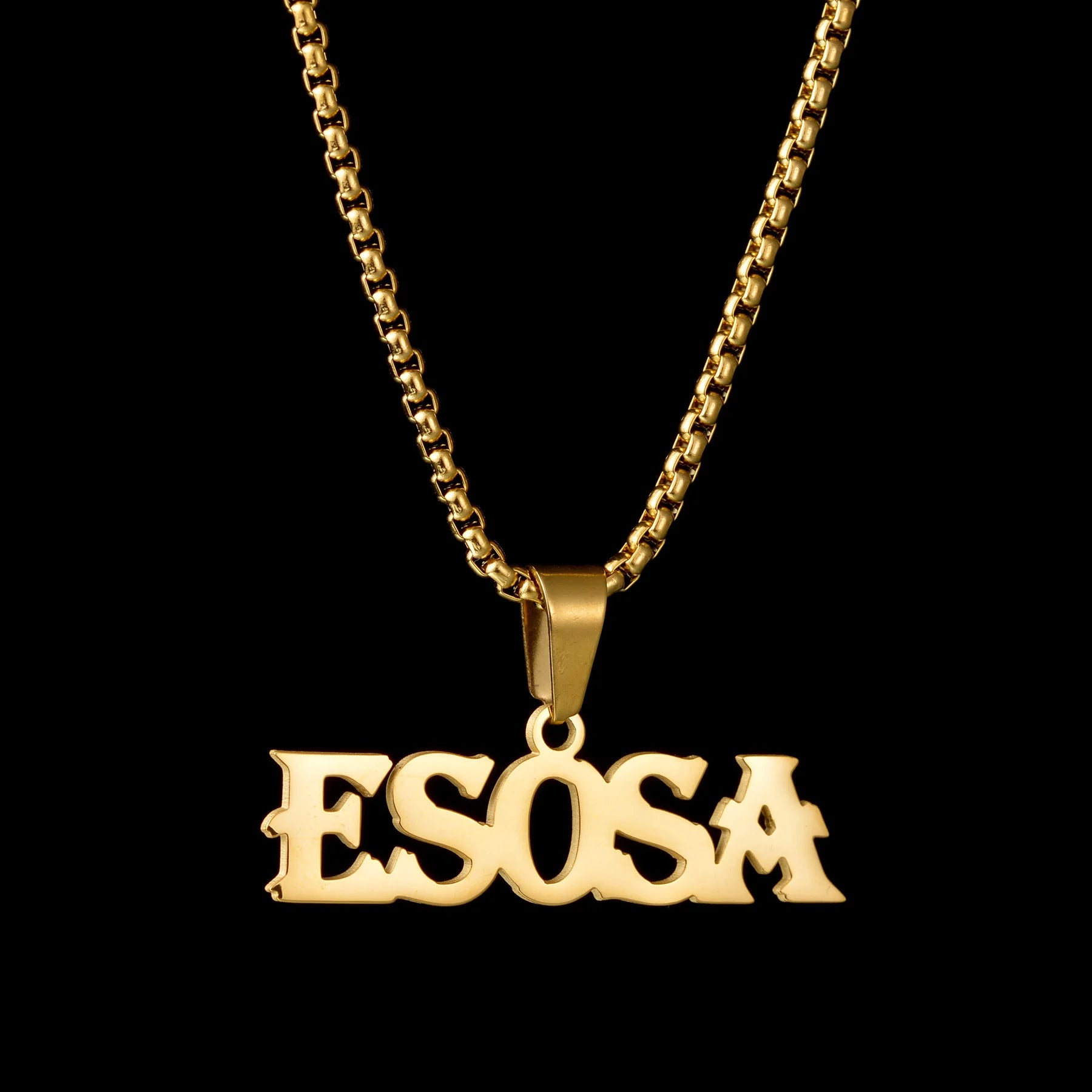 Atoztide 50cm Personalized Custom Names Pendant Necklace Stainless Steel Gold Color Cuban Thick Chain for Men Women Jewelry Gift