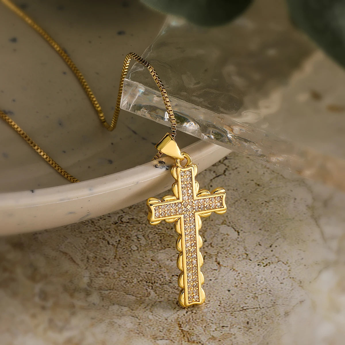 Cross Pendant Necklace — Gold-Tone