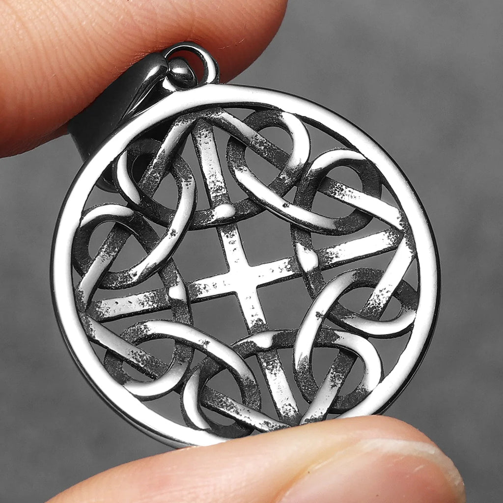 Viking Hollow Celtic Knot Pendant Necklace — Stainless Steel