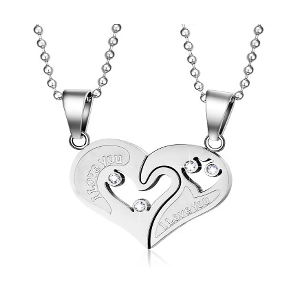 Iced Out Heart Pendant Necklace Stainless Steel