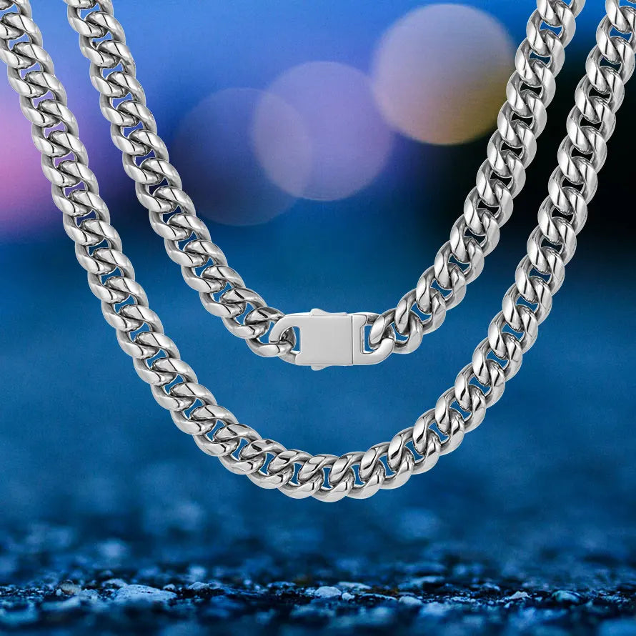 Stainless Steel Cuban Chain Necklace Miami 8/10/12MM