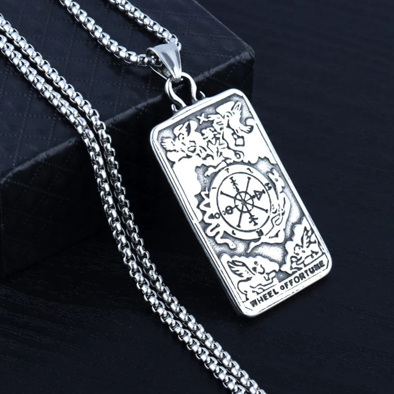 Silver Compass Pendant Necklace Stainless Steel