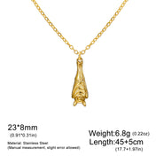 Teamer Inverted Sleeping Bat Pendant Necklace Stainless Steel Fashion For Women Men Gothic Vintage Jewelry Halloween
