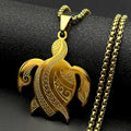 Polynesian Sea Turtle Pendant Necklace — Steel