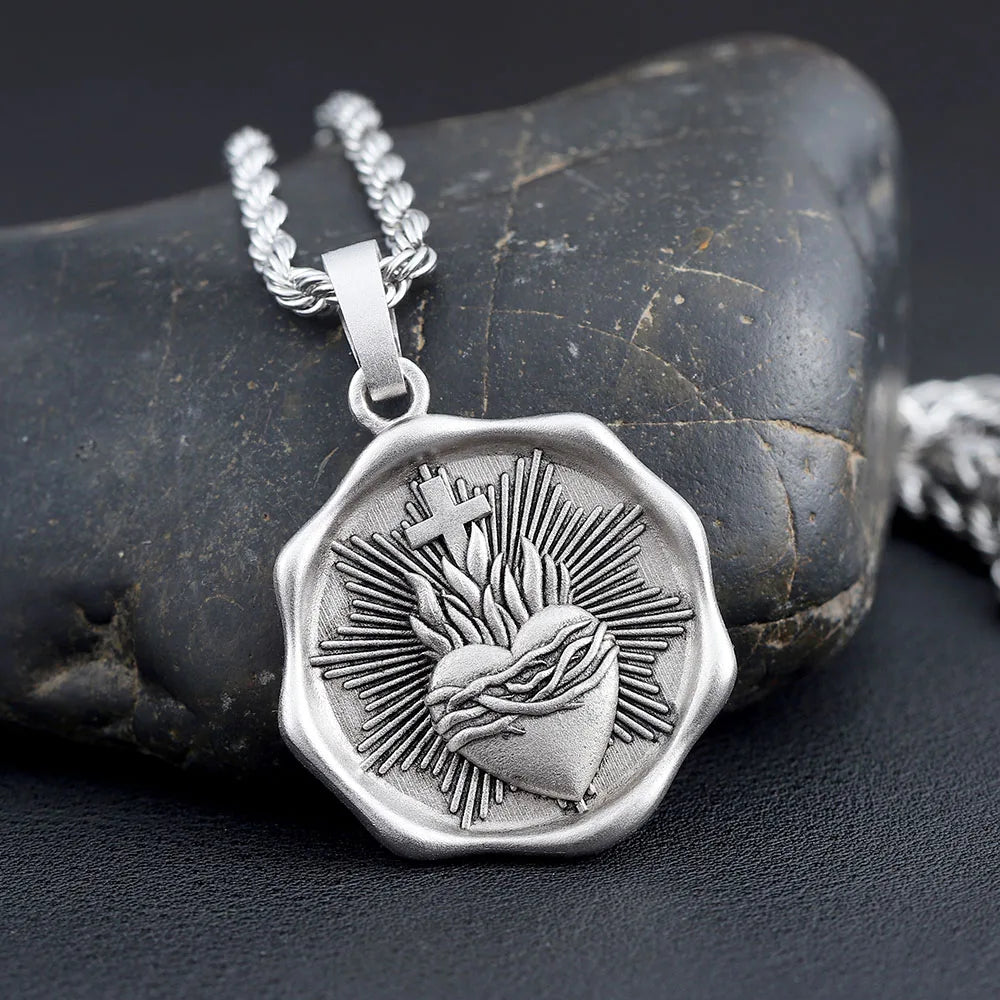 Heart of Thorns Cross Pendant — 925 Silver