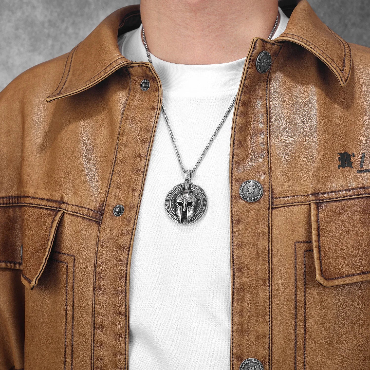 Roman Warrior Stainless Steel Pendant Necklace