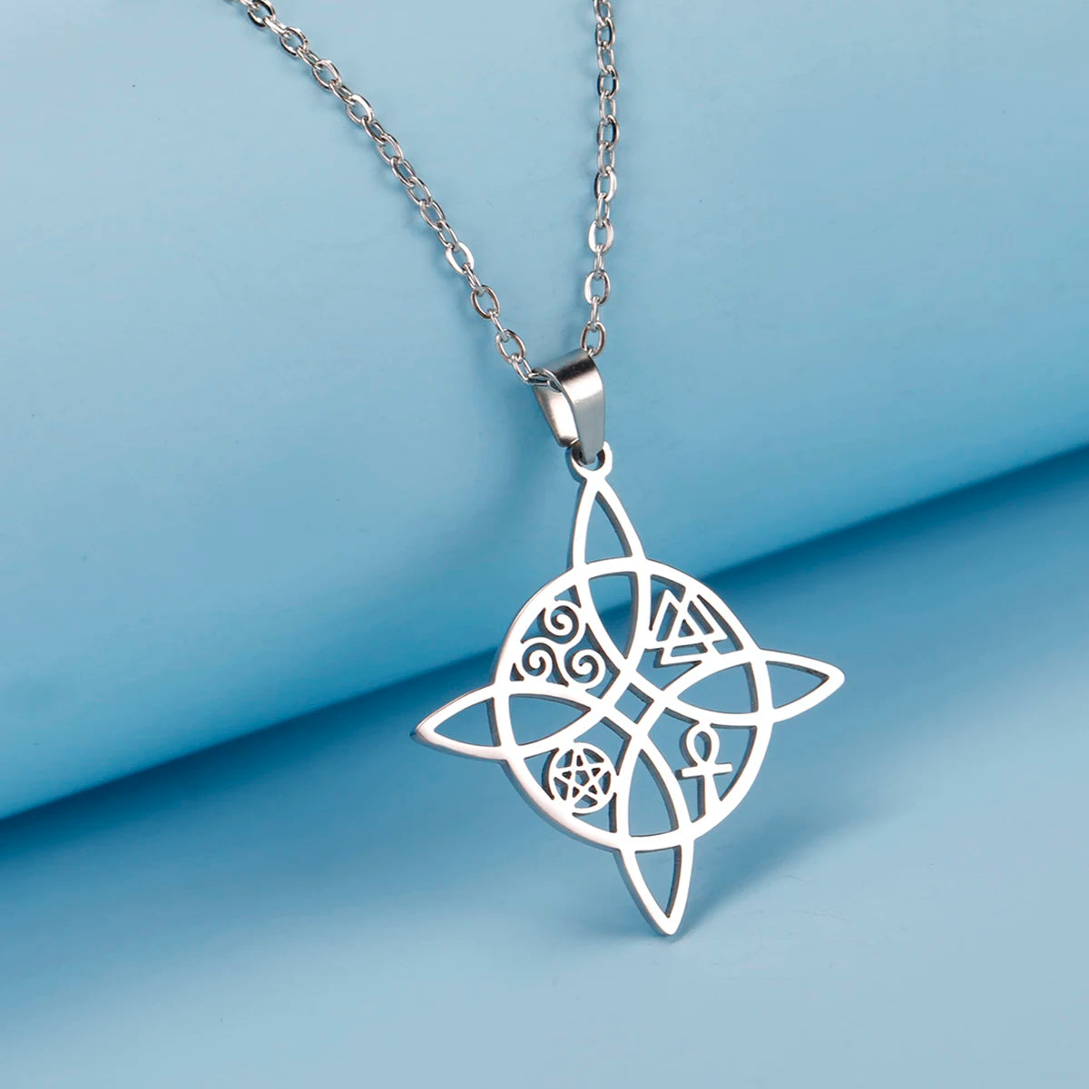 Witch Knot Ankh Cross Pendant — Stainless Steel