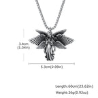 Classic Vintage Angel Wings Pendant Necklace for Men, Stainless Steel Seraph Prayer Necklace, Hip Hop Punk Jewelry