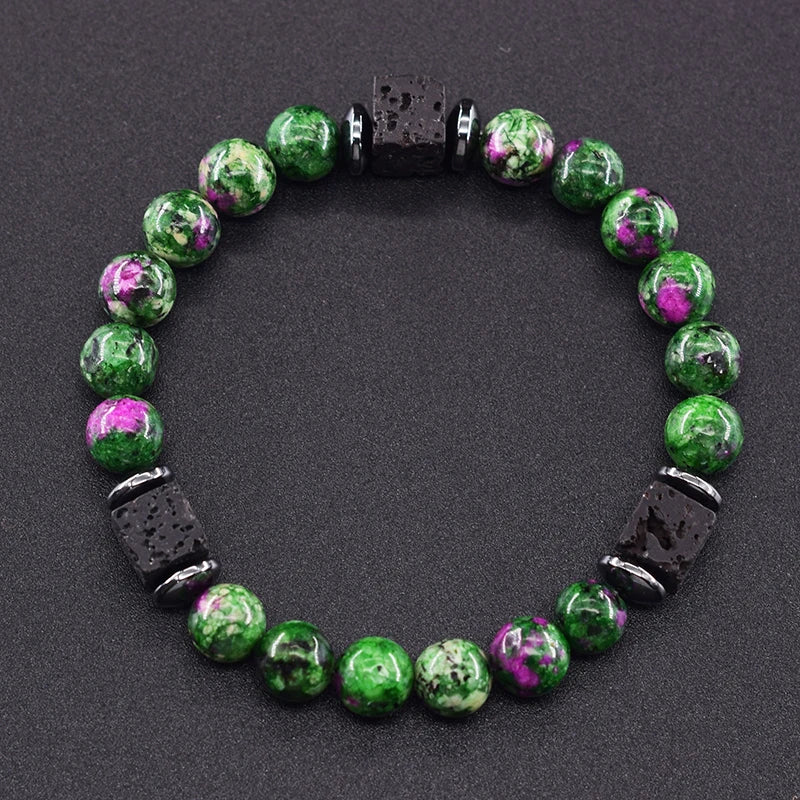 Retro Black Block Volcanic Bracelets Men Women Frosted Onyx Lava Beads Jewelry Yoga Meditation Birthday Gift Wholesales