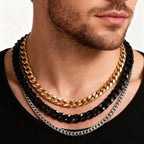 Waterproof Stainless Steel Cuban Link Chain Necklace For Men Goth Punk Accessory Jewelry Black Gold Silver Color