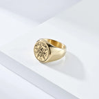 Jewish Tetragrammaton Hebrew Pentagram Rings Stainless Steel Pentacle Ring for Men Witchcraft Power Protection Amulet