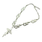 Fashion Hip-hop Sliver Color Flame Cross Crow Skull Pendant Necklace for Women Men Couple Gothic Halloween Party Jewelry Gifts
