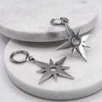 Silver Starlight Flame Dangle Earrings — Stainless Steel