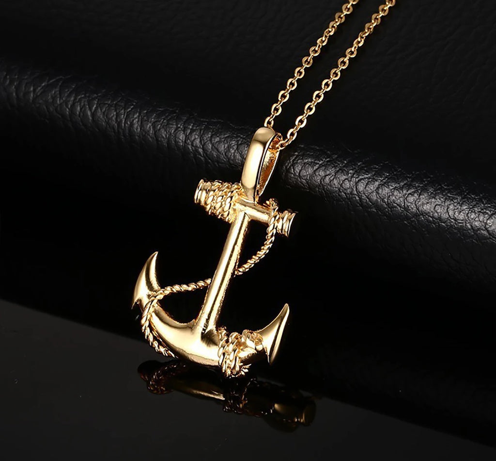 Anchor Cross Pendant Necklace — Stainless Steel