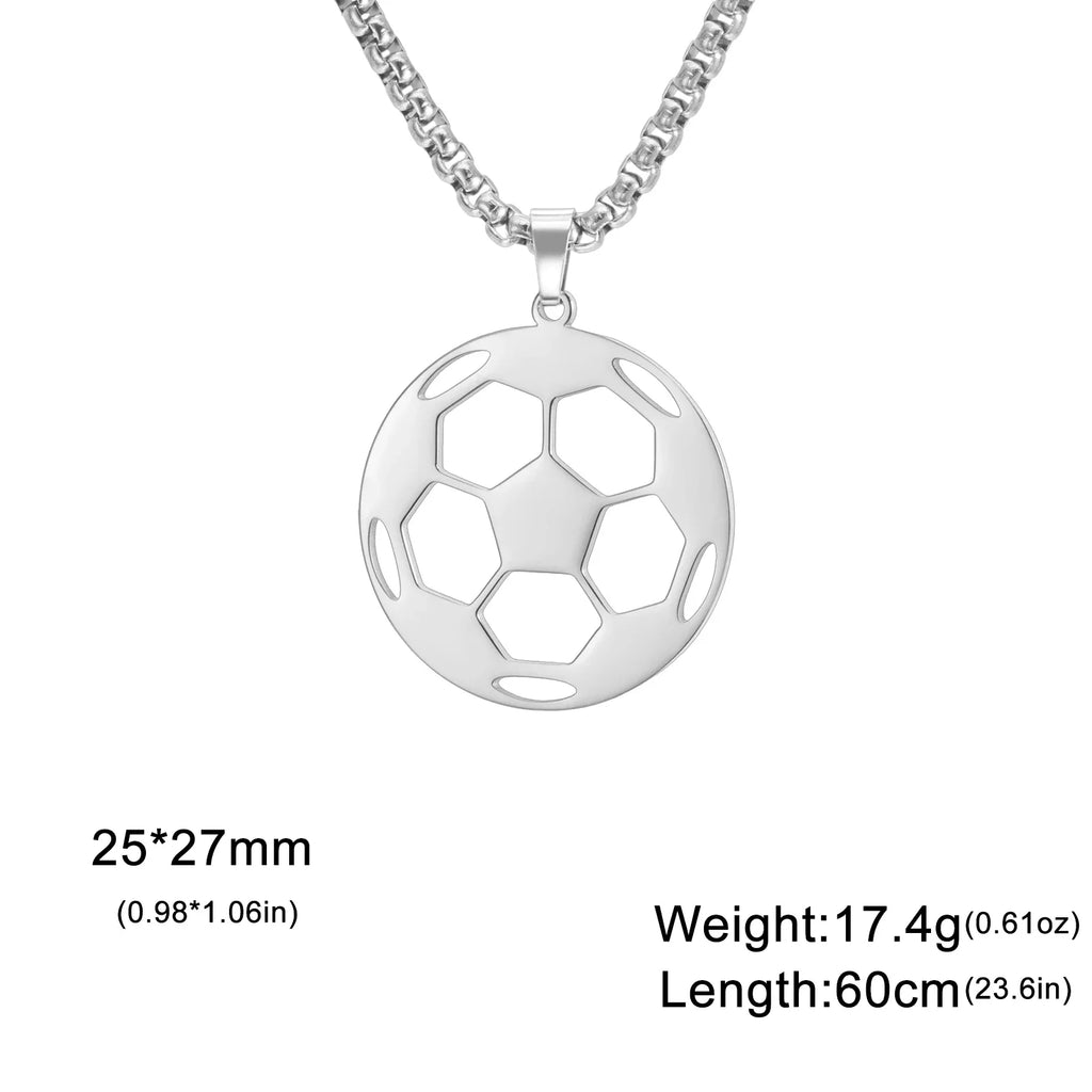 Skyrim Soccer Pendant Necklace for Men Stainless Steel Long Box Chain Fashion Cool Sports Ball Jewelry Gift Wholesale 2026