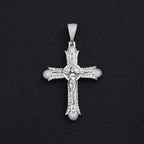 Iced Out Jesus Crucifix Pendant Necklace Chain Set — Two-Tone