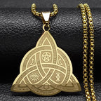 Triquetra Pentagram Triple Moon Necklace — Stainless Steel