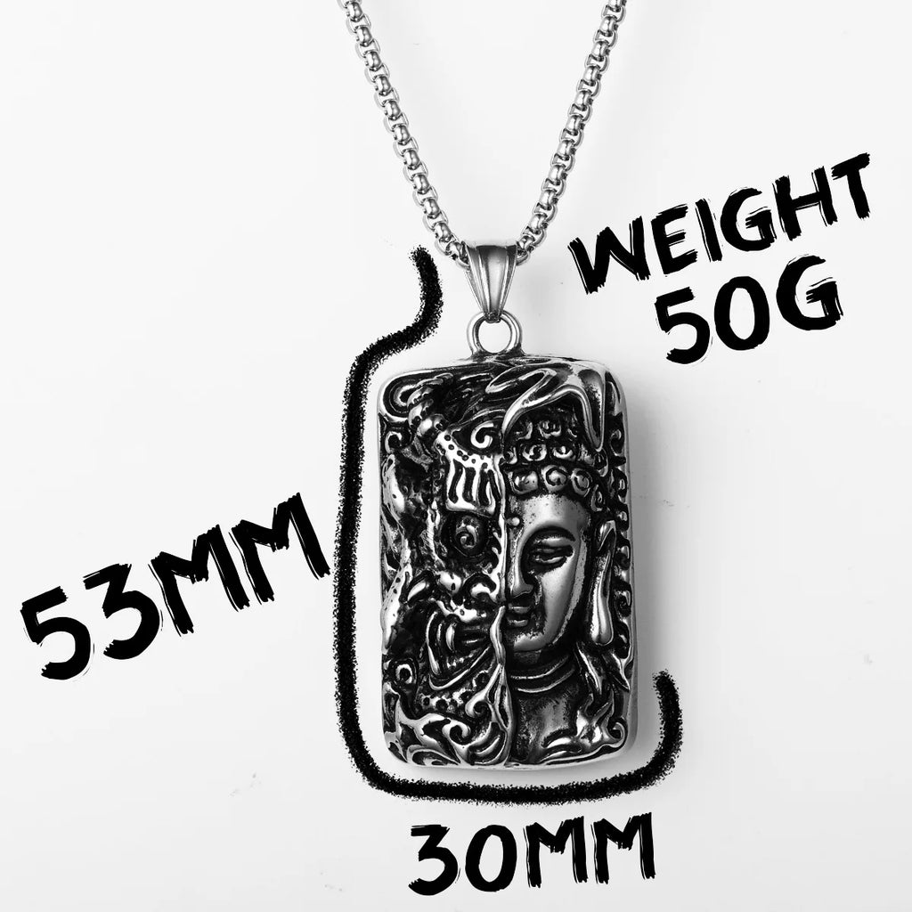 Buddha Pendant Necklace Stainless Steel Vintage
