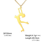 Ice Skater Charm Necklace — Stainless Steel