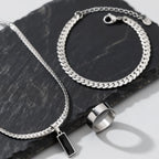 Cuban Stone Chain Jewelry Set — Stainless Steel